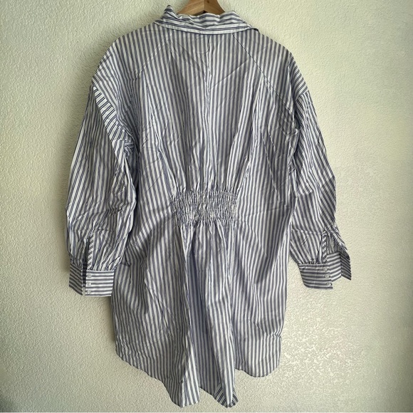 Walter Baker Vivian Striped Cotton Poplin Shirt Blue White Stripes Medium NWT - Picture 6 of 10